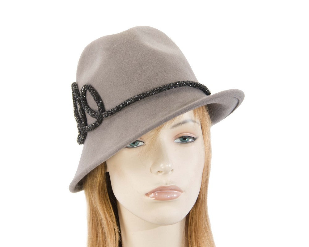 Designers grey felt ladies fedora hat