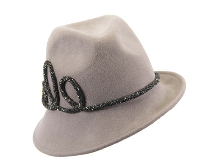 Designers grey felt ladies fedora hat