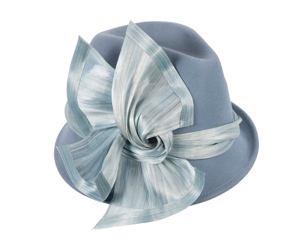 Light blue ladies winter fashion felt fedora hat by Fillies Collection F660