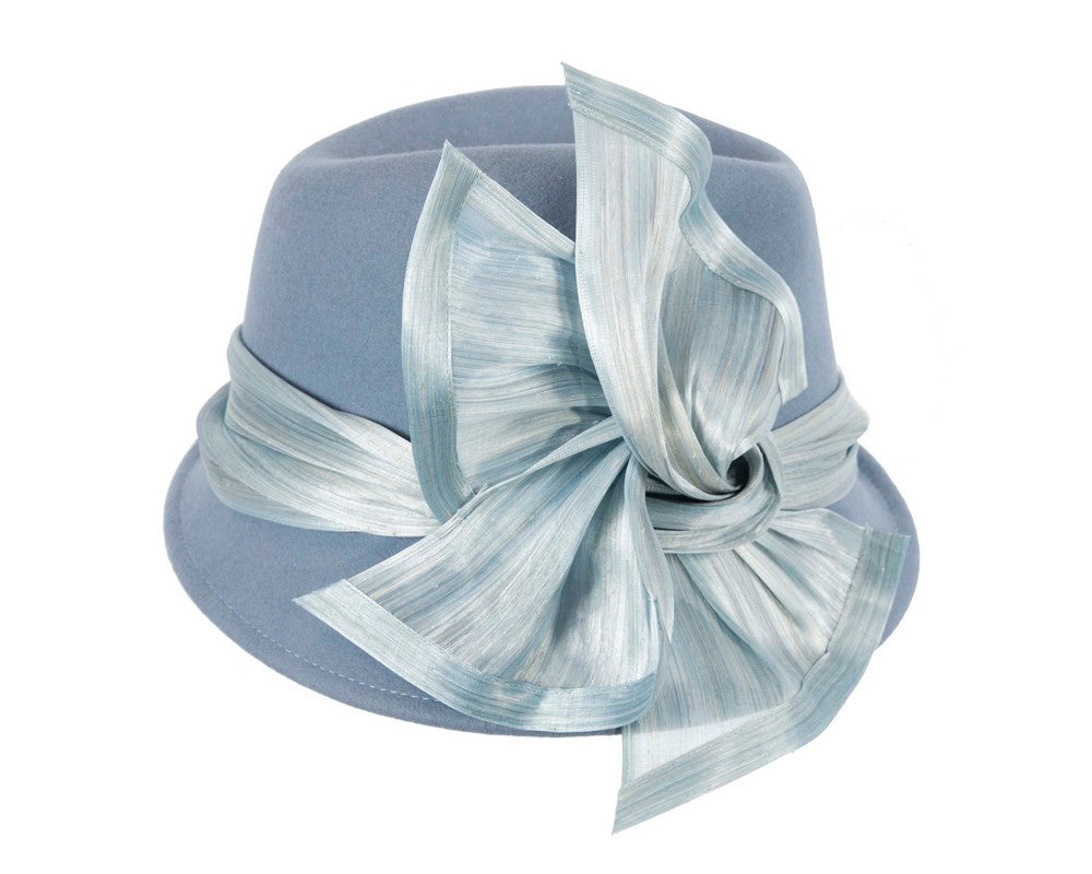 Light blue ladies winter fashion felt fedora hat by Fillies Collection F660