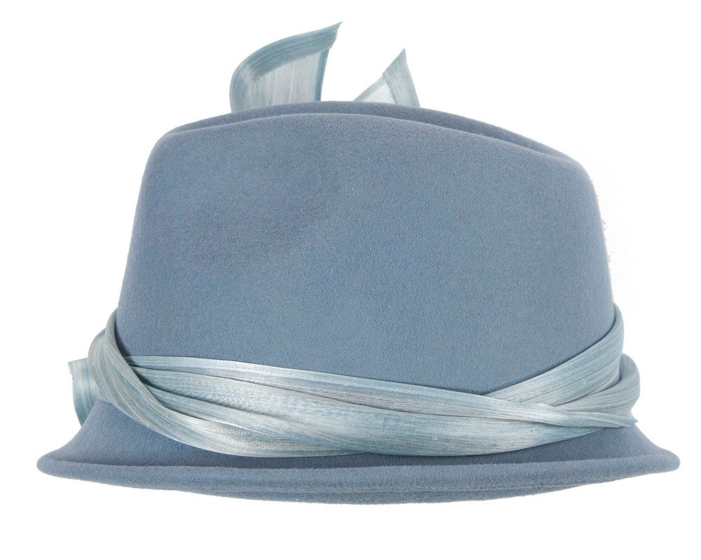 Light blue ladies winter fashion felt fedora hat by Fillies Collection F660