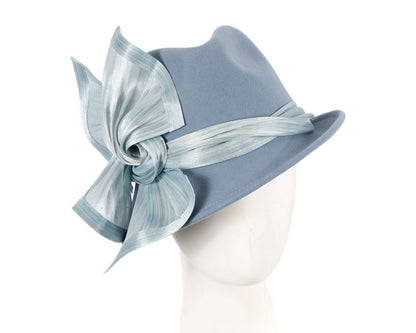 Light blue ladies winter fashion felt fedora hat by Fillies Collection F660