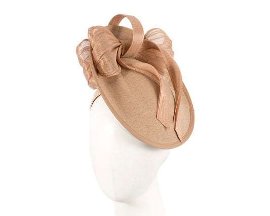 Beige plate with bow winter fascinator by Fillies Collection