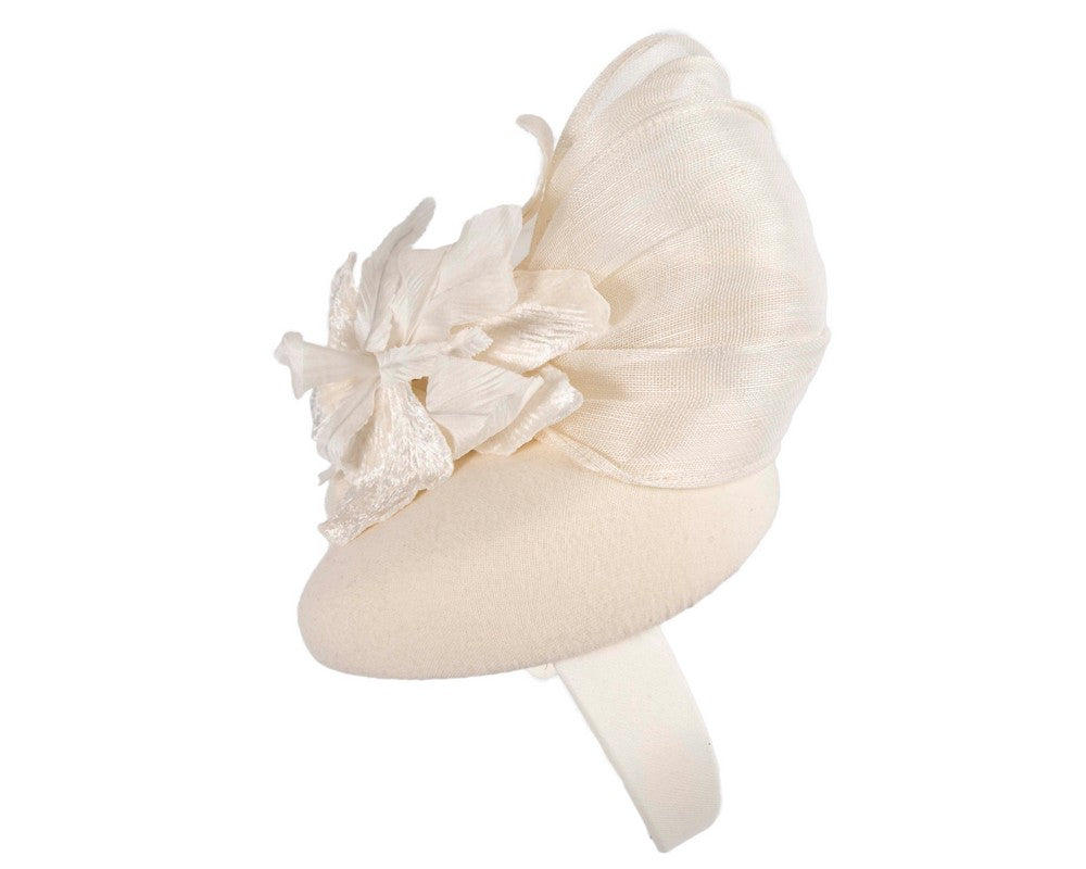 Bespoke cream flower pillbox by Fillies Collection