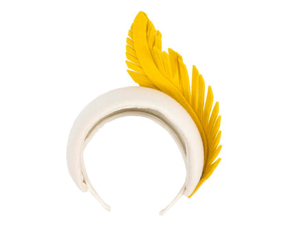 Bespoke cream & yellow winter racing fascinator headband