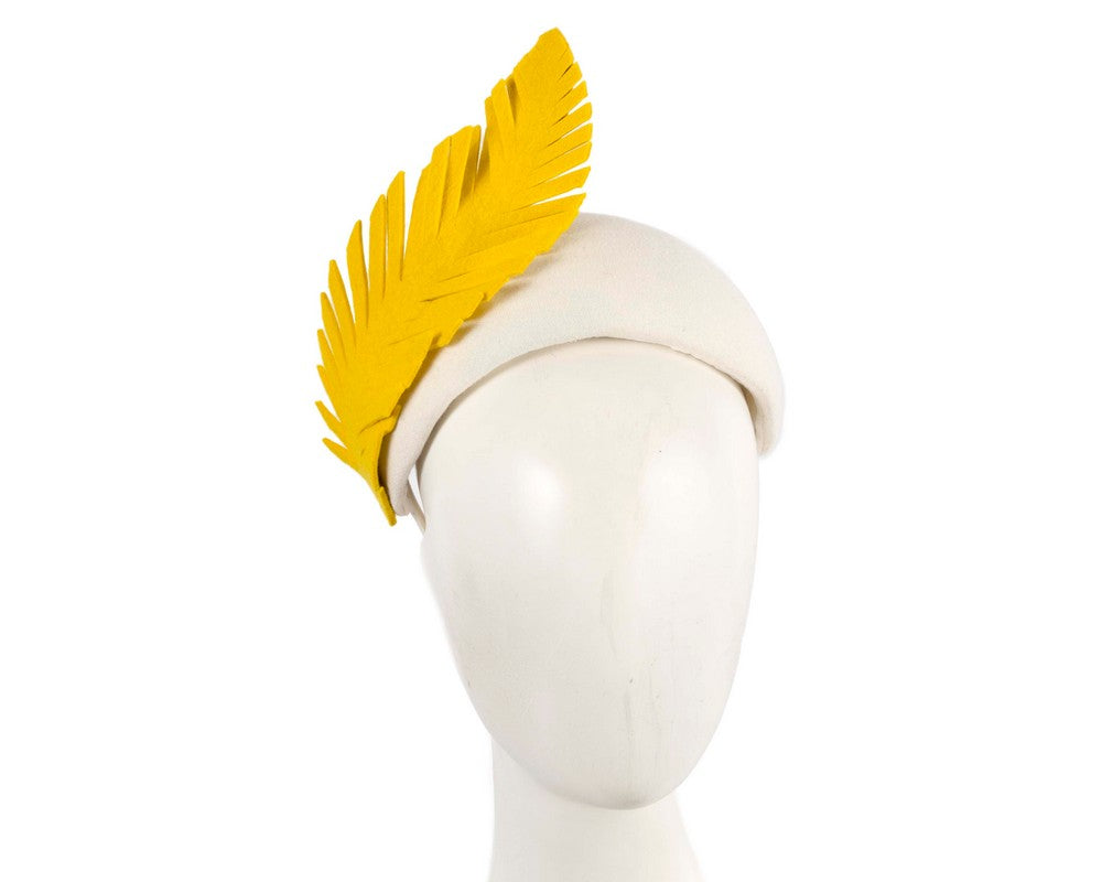 Bespoke cream & yellow winter racing fascinator headband