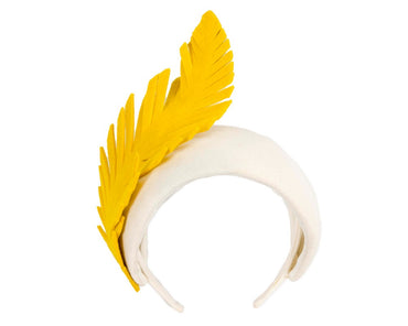 Bespoke cream & yellow winter racing fascinator headband