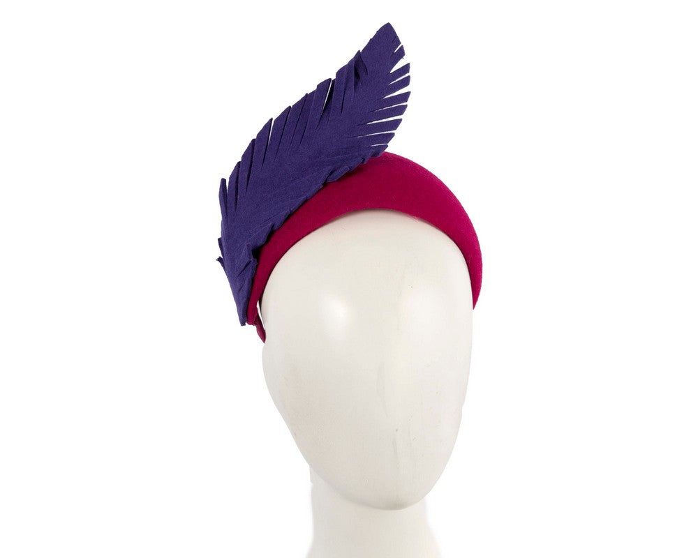 Bespoke fuchsia & purple winter racing fascinator headband