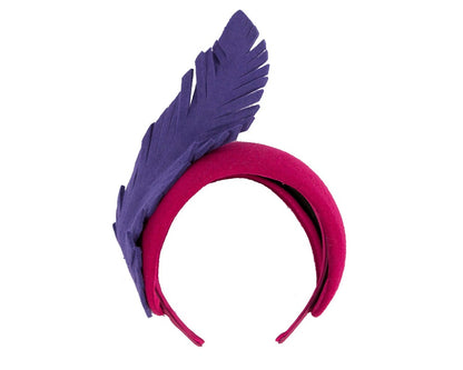 Bespoke fuchsia & purple winter racing fascinator headband