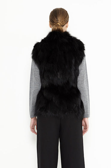 Black Genuine Arctic Polar Fox Fur Vest