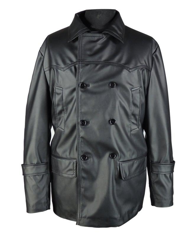 Glasgow Mens Lambskin Double-Breasted Leather Coat Big and Tall