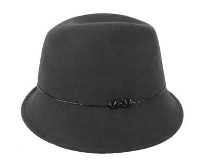 Black felt ladeis winter fedora hat