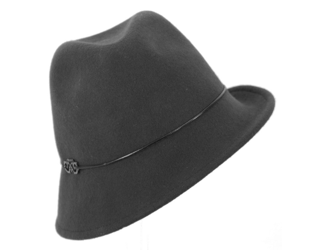 Black felt ladeis winter fedora hat