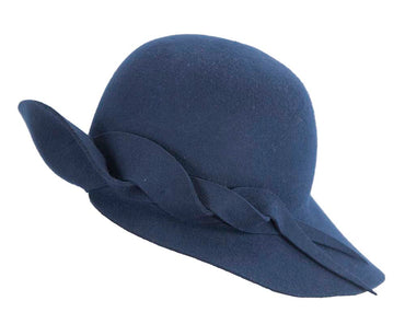 Exclusive wide brim navy felt hat by Max Alexander