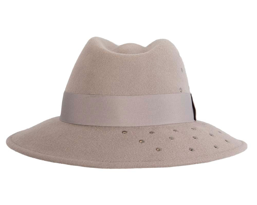 Exclusive wide brim grey fedora felt hat by Max Alexander