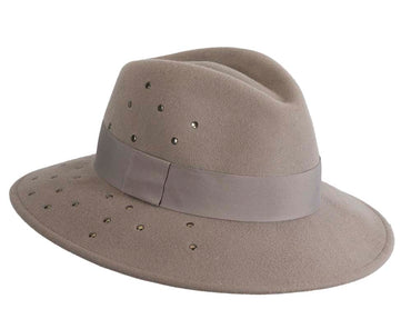 Exclusive wide brim grey fedora felt hat by Max Alexander