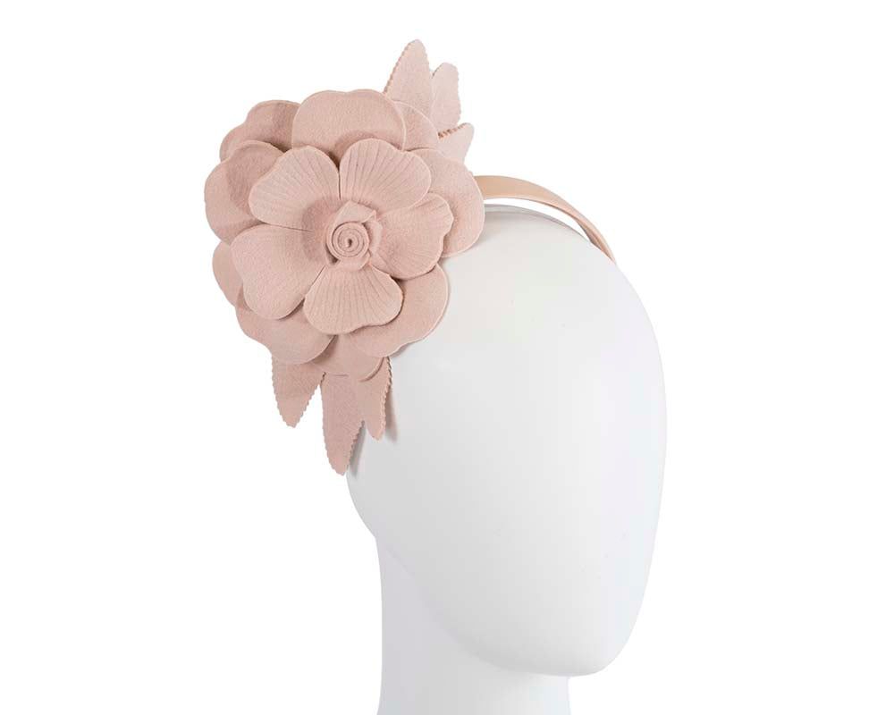 Beige felt flower fascinator by Max Alexander