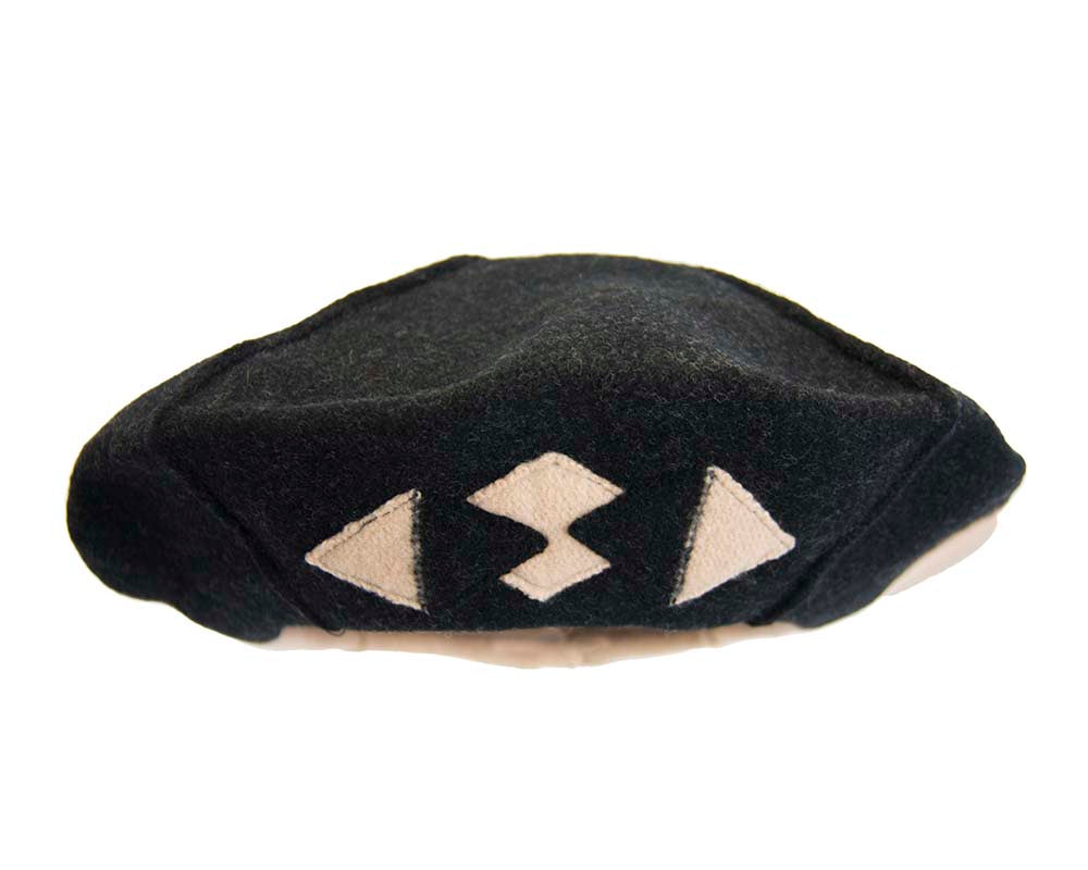 Beige & black winter french beret by Max Alexander