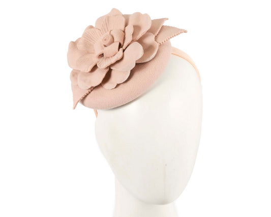 Beige winter pillbox fascinator by Max Alexander