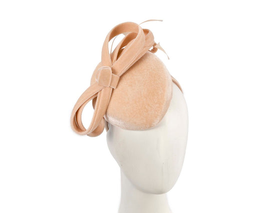 Beige velvet pillbox winter fascinator