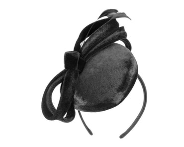 Black velvet pillbox winter fascinator