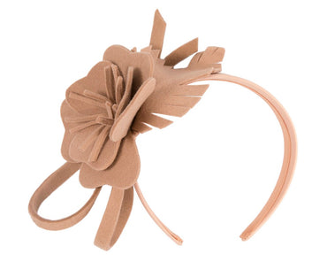 Beige felt flower winter fascinator by Max Alexander