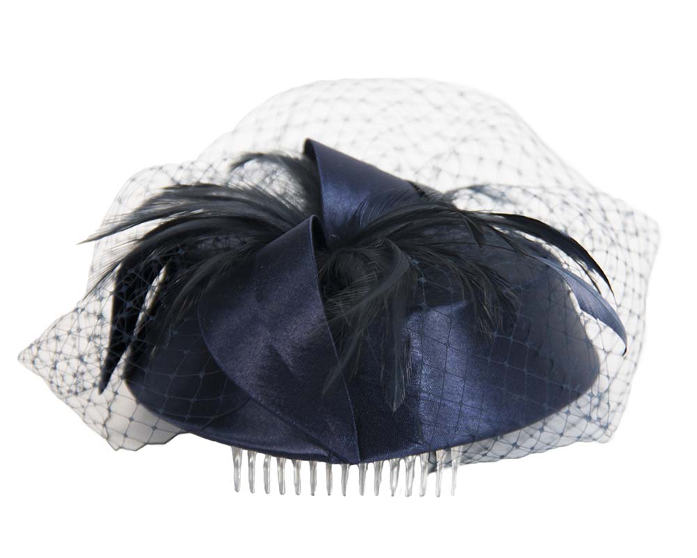 Navy custom made cocktail pillbox hat K4811