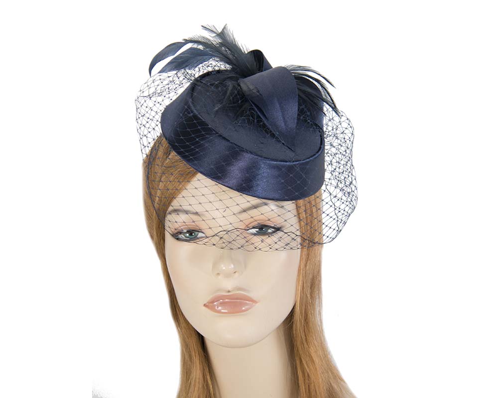 Navy custom made cocktail pillbox hat K4811