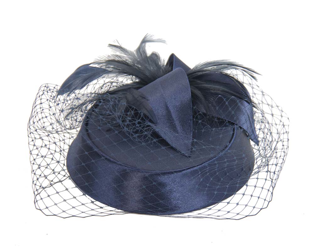 Navy custom made cocktail pillbox hat K4811