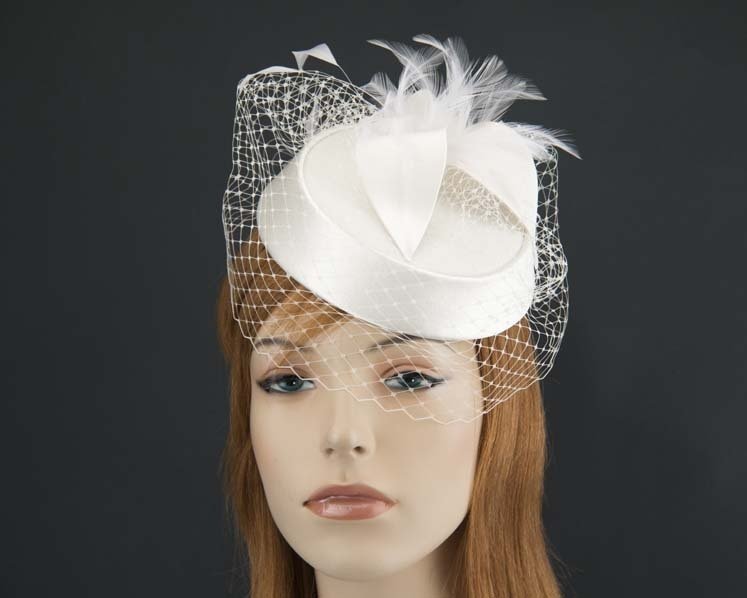 Cream cocktail Pillbox Hat for weddings buy online in Australia K4811C