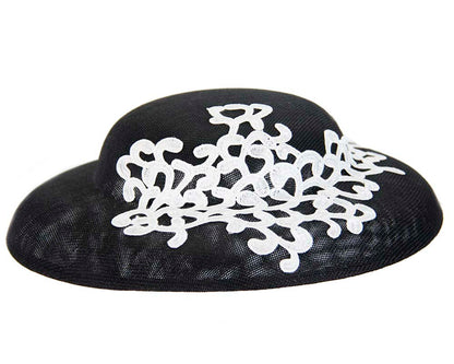 Unusual black & white boater hat by Max Alexander