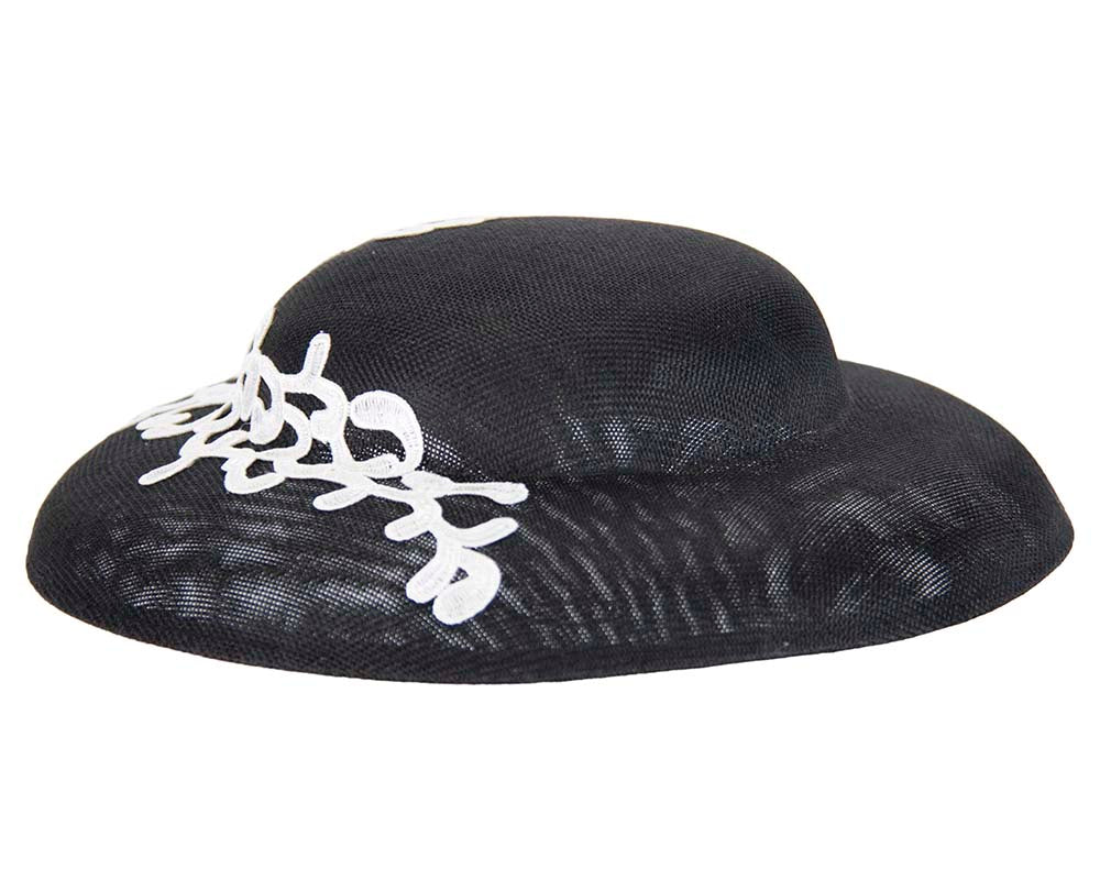 Unusual black & white boater hat by Max Alexander