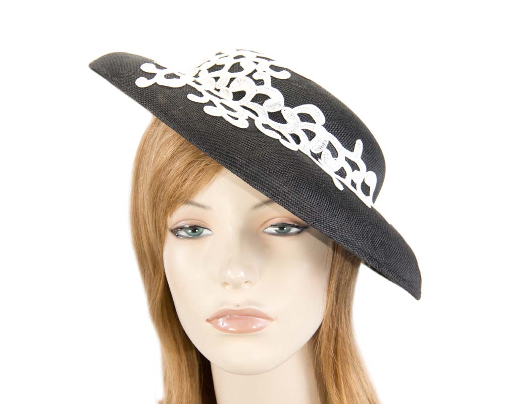 Unusual black & white boater hat by Max Alexander