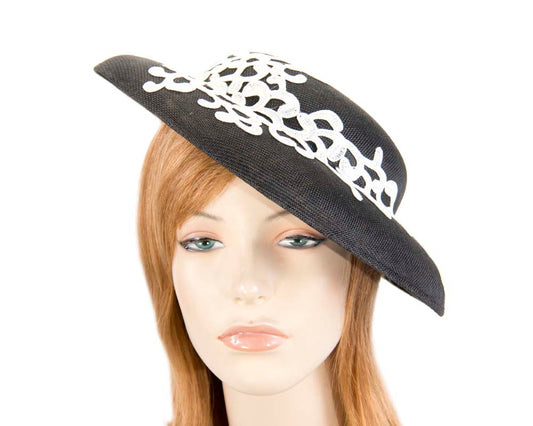 Unusual black & white boater hat by Max Alexander