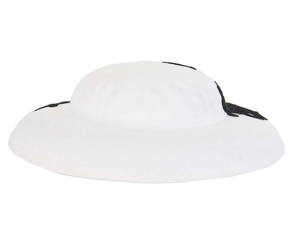 Unusual white & black boater hat by Max Alexander