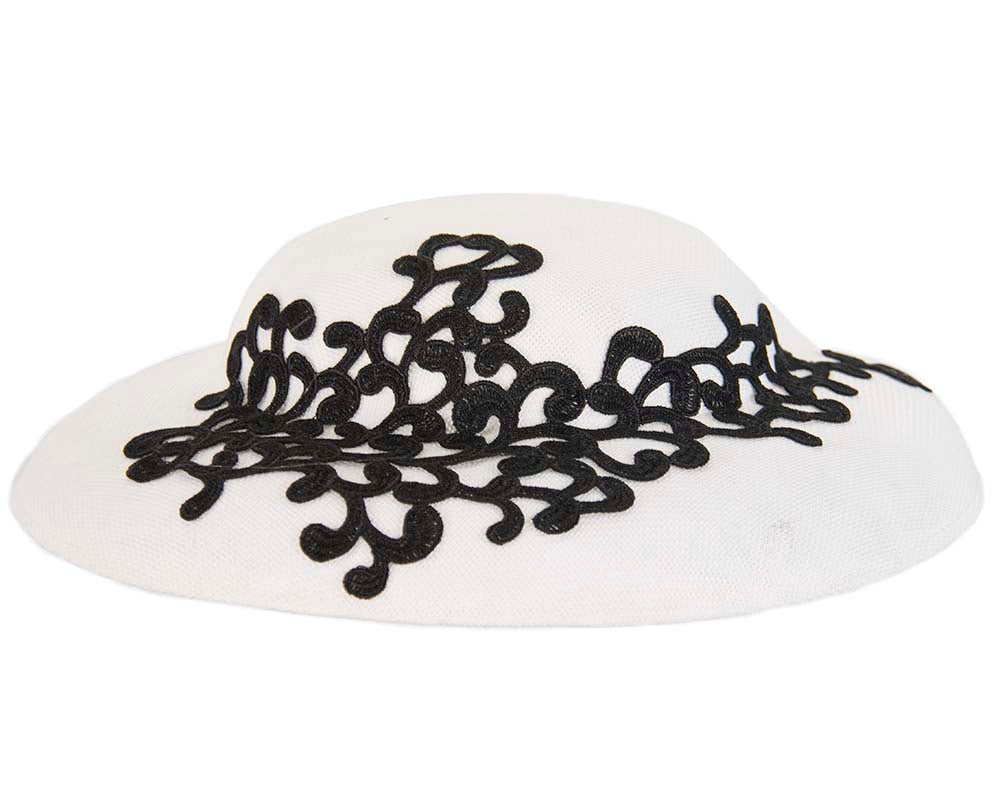 Unusual white & black boater hat by Max Alexander