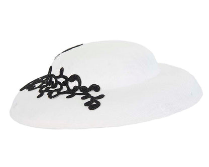 Unusual white & black boater hat by Max Alexander