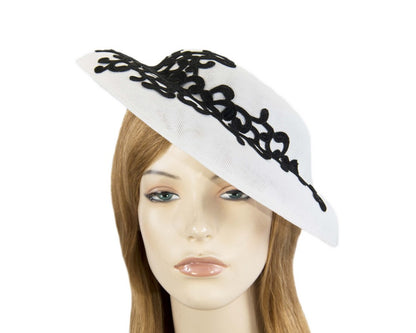 Unusual white & black boater hat by Max Alexander