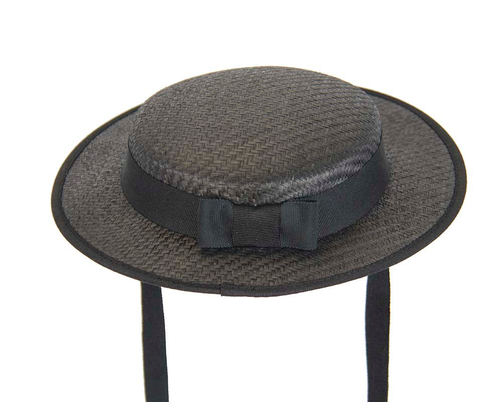 Small black boater hat by Max Alexander