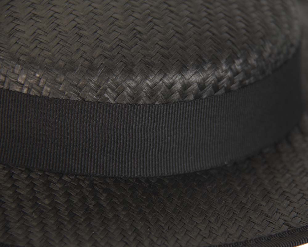 Small black boater hat by Max Alexander