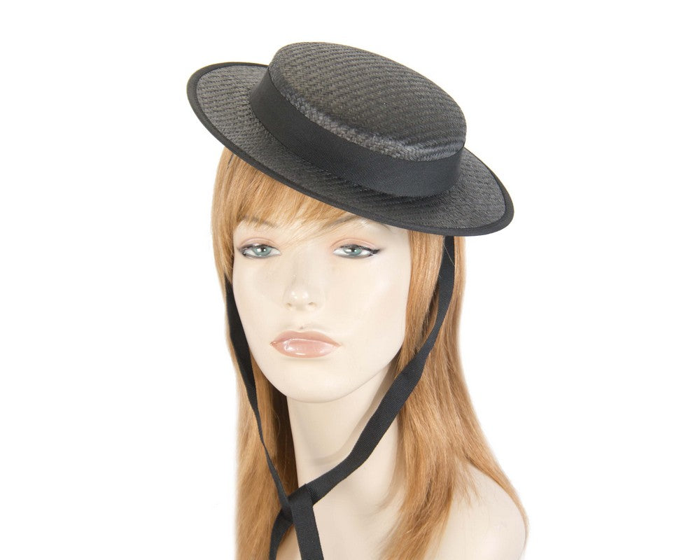 Small black boater hat by Max Alexander