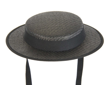 Small black boater hat by Max Alexander