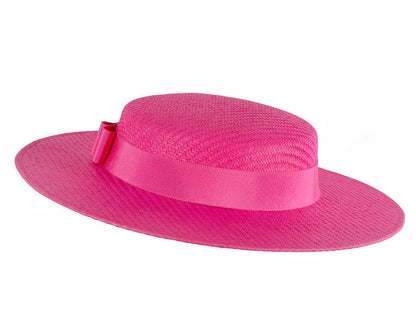 Fuchsia boater hat by Max Alexander MA867