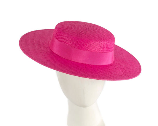 Fuchsia boater hat by Max Alexander MA867