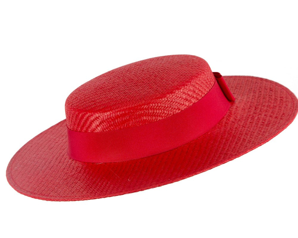 Red boater hat by Max Alexander MA867