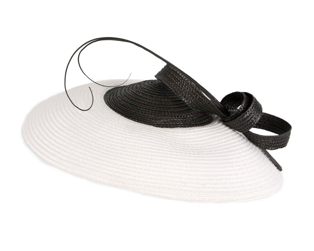 White & black "saucer" fascinator hat by Max Alexander