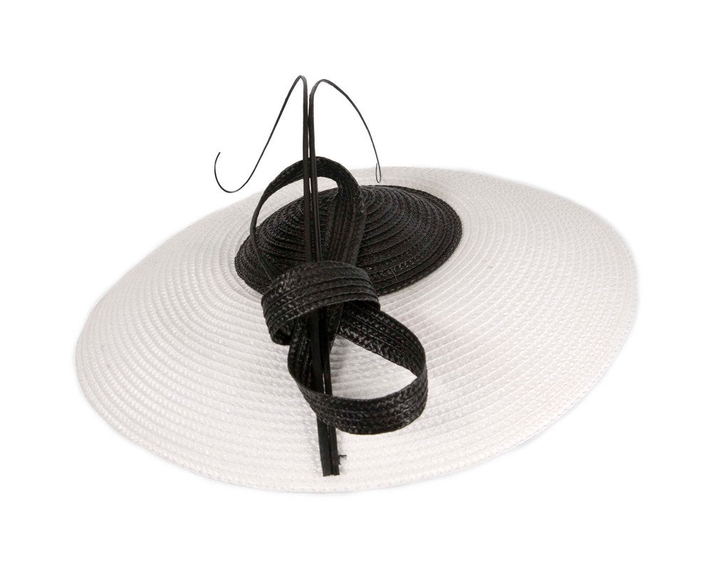 White & black "saucer" fascinator hat by Max Alexander