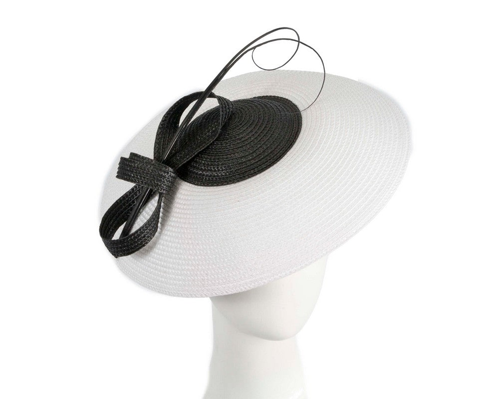 White & black "saucer" fascinator hat by Max Alexander