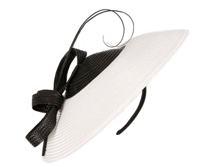 White & black "saucer" fascinator hat by Max Alexander