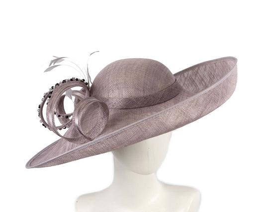 Large lilac sinamay fashion hat